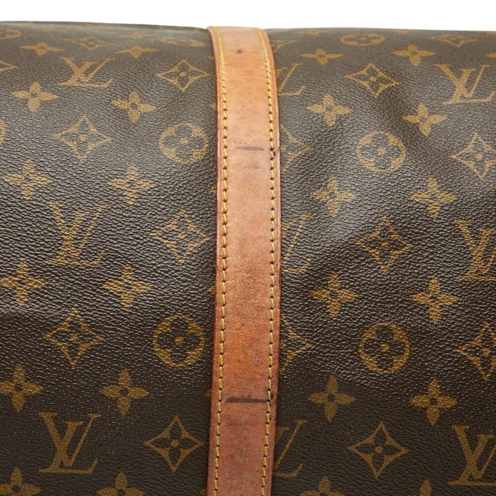 LOUIS VUITTON Authentic Brown Monogram Leather Keepall 55 Boston Bag - Picture 14 of 16